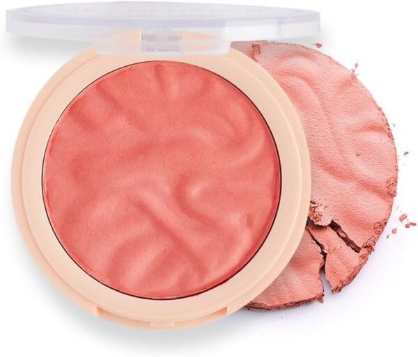 Revolution Beauty London Blusher compact open, showing the rich, vibrant color and smooth texture