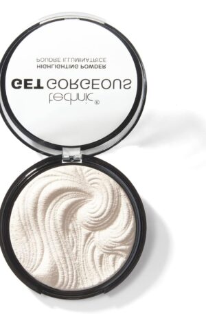 Technic Get Gorgeous Highlighting Powder compact open, showcasing the shimmering powder formula