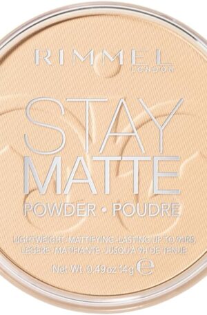 Keep your complexion flawless and shine-free with Rimmel Stay Matte Pressed Powder, a must-have addition to your makeup routine. This lightweight, long-lasting powder delivers up to 5 hours of natural shine control with a matte finish,Keep your complexion flawless and shine-free with Rimmel Stay Matte Pressed Powder, a must-have addition to your makeup routine. This lightweight, long-lasting powder delivers up to 5 hours of natural shine control with a matte finish,