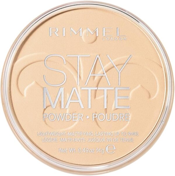 Keep your complexion flawless and shine-free with Rimmel Stay Matte Pressed Powder, a must-have addition to your makeup routine. This lightweight, long-lasting powder delivers up to 5 hours of natural shine control with a matte finish,Keep your complexion flawless and shine-free with Rimmel Stay Matte Pressed Powder, a must-have addition to your makeup routine. This lightweight, long-lasting powder delivers up to 5 hours of natural shine control with a matte finish,