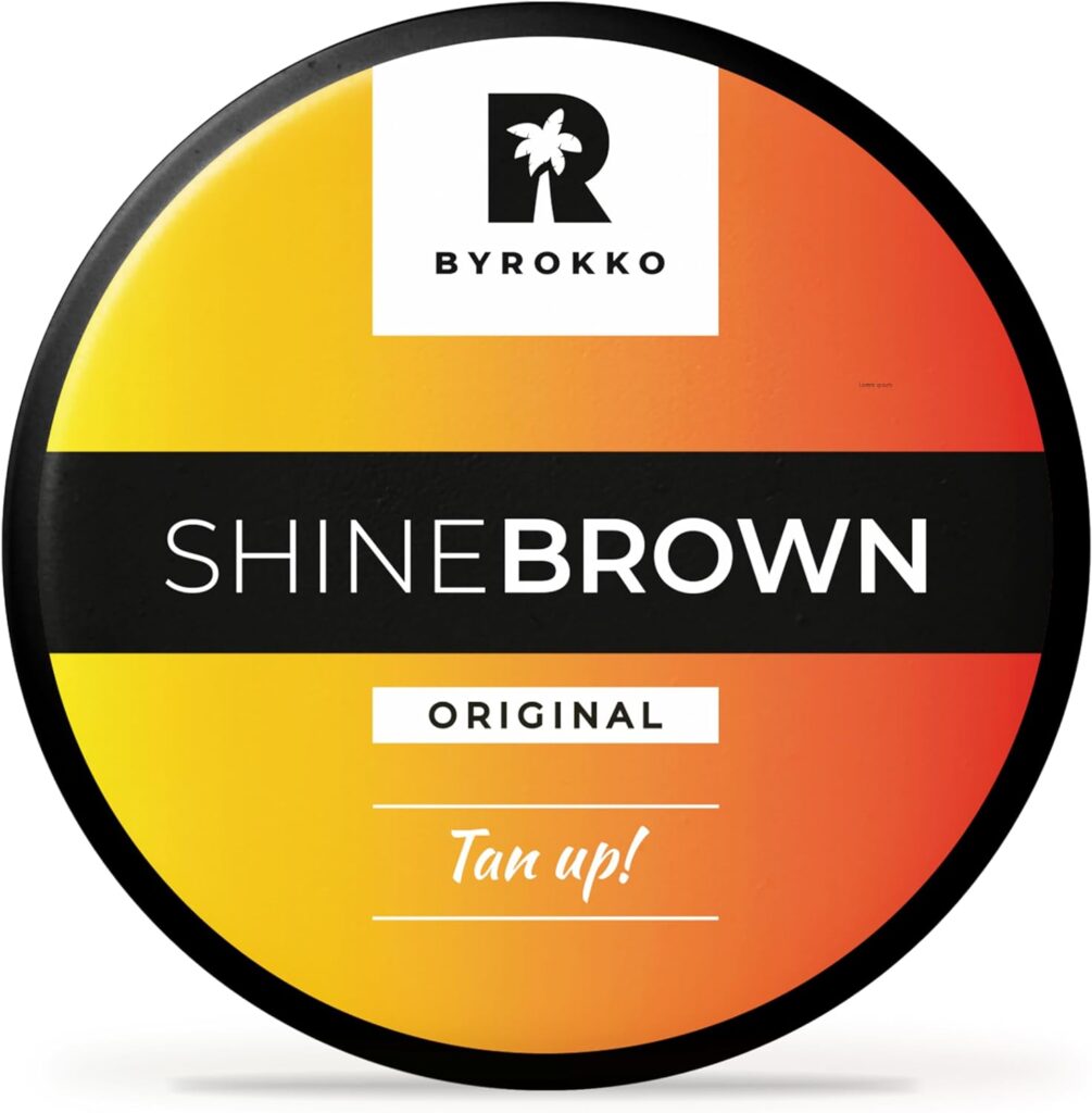 BYROKKO Shine Brown tanning cream with 100% natural oils, . Perfect for achieving a deeper natural tan with minimal sun exposure.