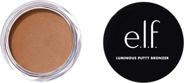 Close-up of e.l.f. Putty bronzer open container, revealing the smooth putty-to-powder formula