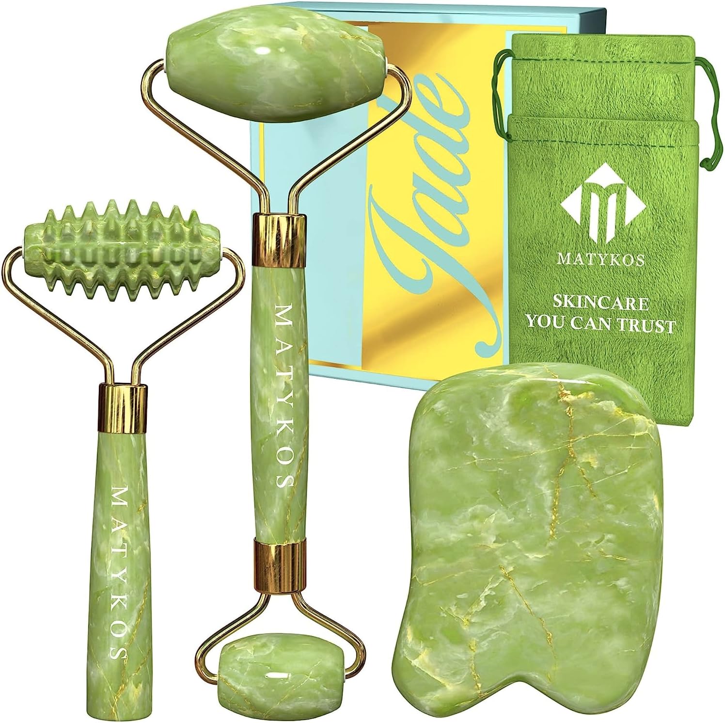 Matykos Jade Roller and Gua Sha Set